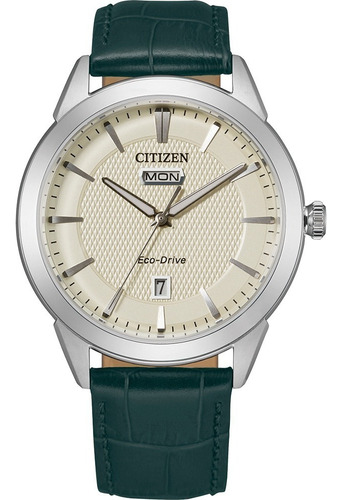 Reloj Pulsera Citizen Aw0090-02x / Aw0090-11z Con Correa De Cuero Color Verde