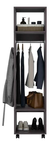 Closet Optimus Con Espejo Custer Sin Puerta / Wengue