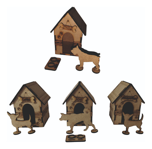 Centro De Mesa Mdf Casita De Perro