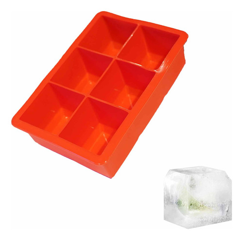 Cubetera De Silicona Xl Ionify Para 6 Cubos De Hielo Color Rojo