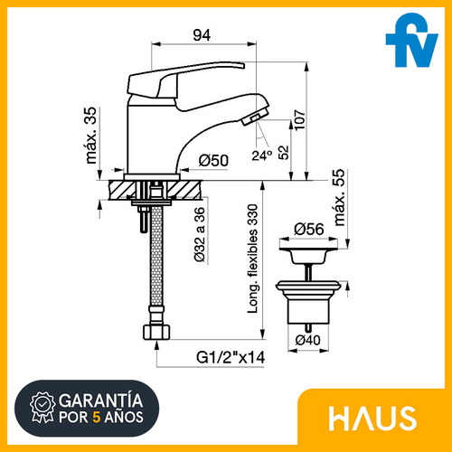 Juego Griferia Fv Arizona Monocomando Bidet Lavatorio Bajo