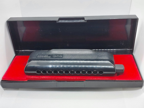 Gaita Cromática Hohner Cx12 Black - Em Si Bemol Bb Si Preto