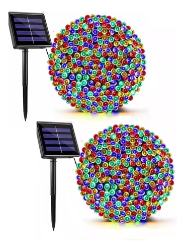 Pack 2 Luces Solares Navidad Guirnalda 10 Metros 100 Led