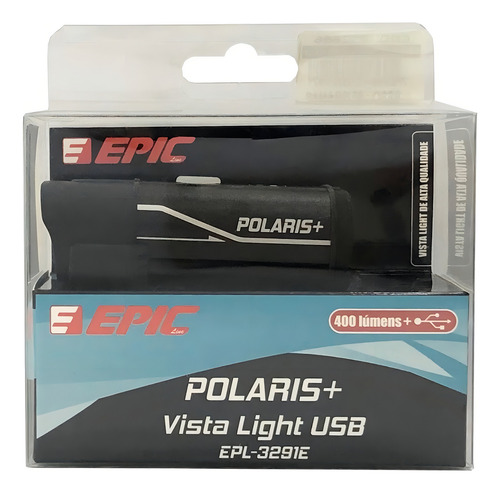 Kit Iluminação Bike Epic Line Farol+pisca Usb 400lumens Cor Preto