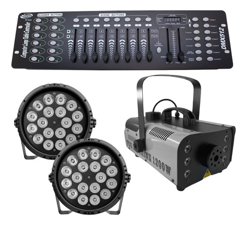 Kit 2 Par Led Slim Briwax 18x12 Máq Fumaça 1200w Mesa Dmx512