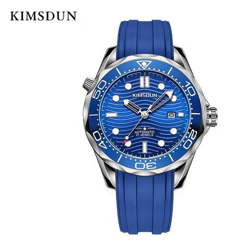 Reloj Luminoso Mecánico Con Calendario Automático Kimsdun Color Del Fondo Azul