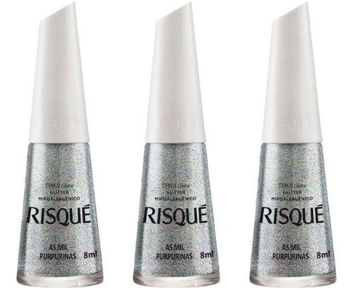 Kit 2 Esmalte Risque Glitter Granulado Rosé E As Mil Purpurinas