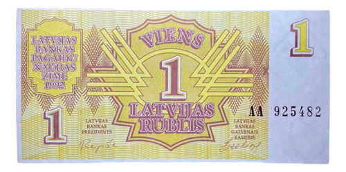 Billete 1 Rublo Letonia 1992 Sin Circular Pick 35 A Unc 