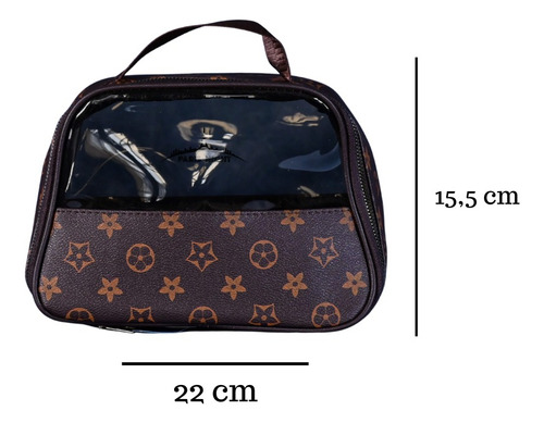Neceser Porta Cosméticos Cartera Rectangular Organizador Marrón Oscuro