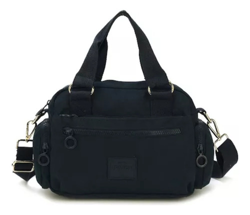 Bolsa Feminina Up4you Tactel Alça Mão E Transversal Cor Preto