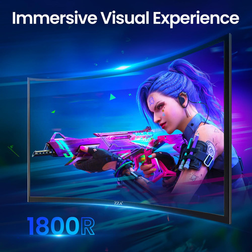 Monitor De Juego Curvo Zza 27, Soporte De 240hz, Hasta 280hz