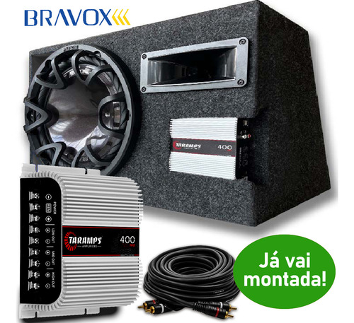 Caixa Selada Bravox 370w Subwoofer 12 + Módulo Taramps Kit