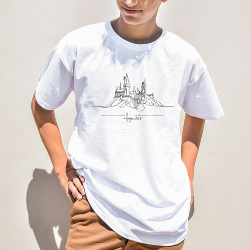 Playera Unisex Minimalista Howarts Harry Potter