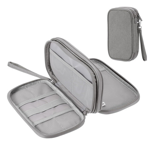 Estuche Organizador Portátil De Accesorios Electrónicos Full Color Gris