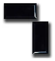 Comprar Azulejo Subway Biselado 10x20 Negro Brillante Precio X M2