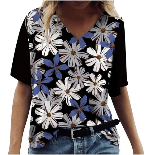 Dama Blouse Fancy Tops Funny Printe Casual Loose Fit Tee