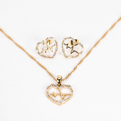  Conjunto Corazones  Oro Laminado 18k