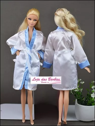 Roupa Lingerie Luxo Camisola Para Boneca Barbie + Sapatos