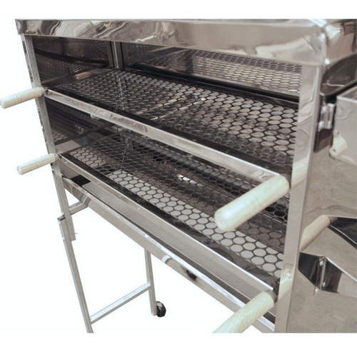 Carrinho Churrasqueira Inox Espetinhos 100cm Rodas Chaminé