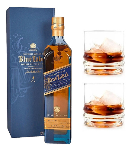 Whisky Johnnie Walker Blue Label + 2 Vasos De Whisky