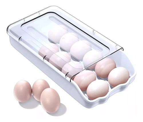 Organizador De Huevos De Plástico Deslizante Nevera Con Tapa