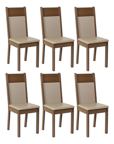 Kit 6 Cadeiras de Jantar Estofada 4280 Madesa Estrutura da cadeira Marrom Assento Creme XM42805Z6X