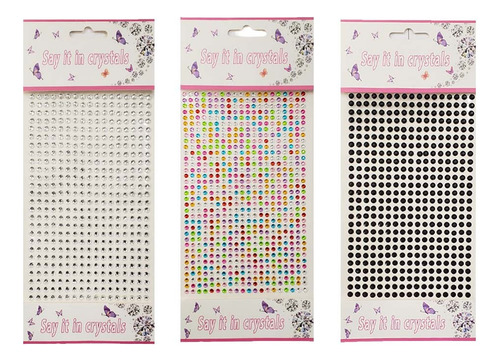 Pack X 3 - Brillos Adhesivos  - Rostro - Stickers Strass 