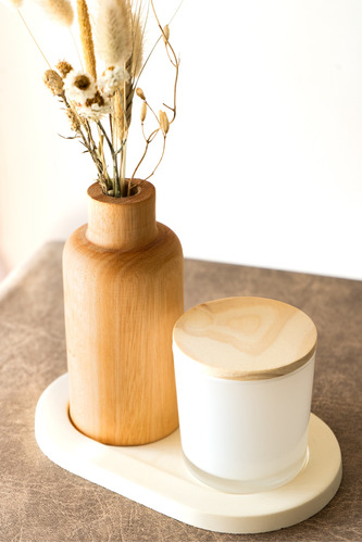 Florero De Madera Artesanal Estilo Nordico Forma Botella 9cm