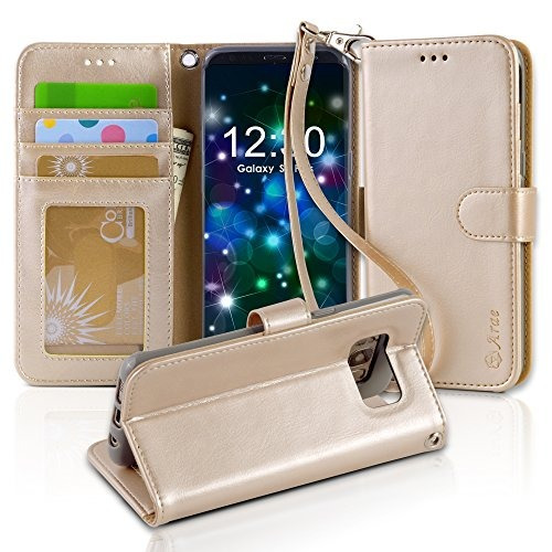 Galaxy S8 Plus Caso, Arae [correa Para La Muñeca] Flip Folio