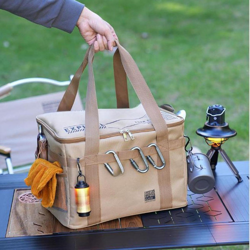 Bolsa De Almacenamiento Para Acampar, Bolso De Mano, Beige