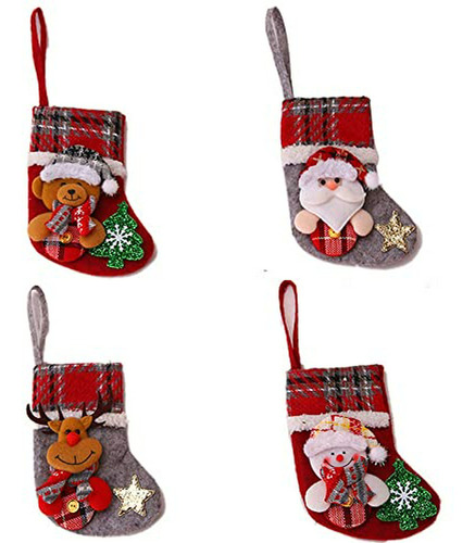 4 Calcetines Navideños Familiares Lindos, Decoraciones