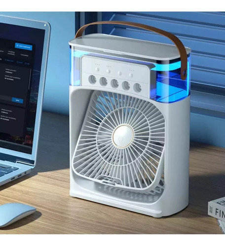 Ventilador Usb Porta Agua Aire Acondicionado Con Temporizado Blanco