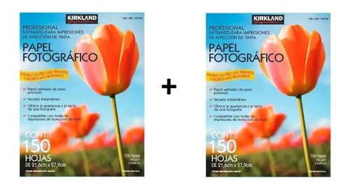 Kirkland Signature Papel Fotográfico 2 Paquete 150 Hojas C/u