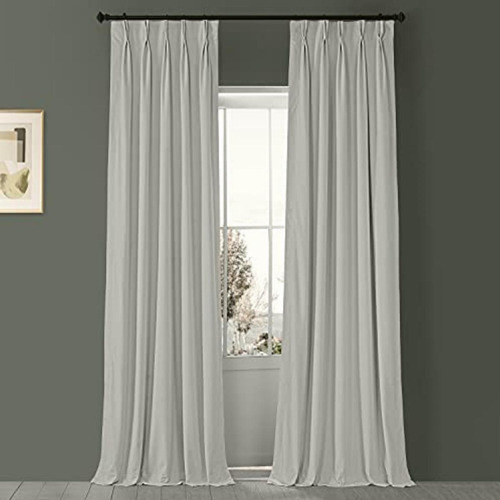 Hpd Signature Pleated Blackout Velvet Curtain (1), 25 X 120 Color Blanco