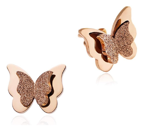 18k Rose Gold Butterfly Earrings Set For Women(large