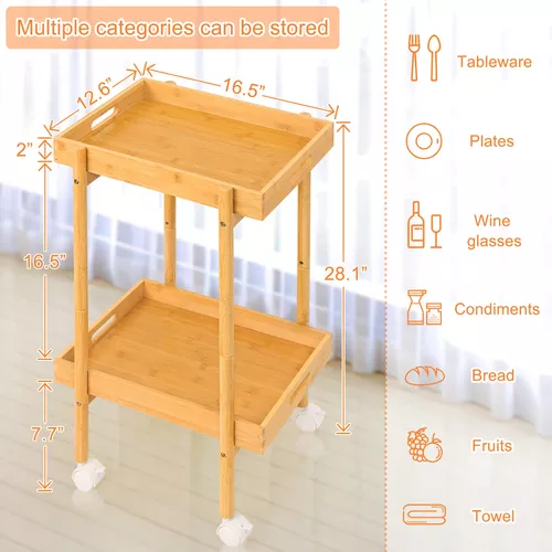 Carrito mesa de cocina 60x80 cm bambú