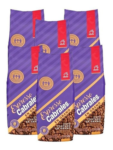 Imagen 1 de 7 de 6x Cafe Grano Super Cabrales Oro 500gr 3kg Tostado