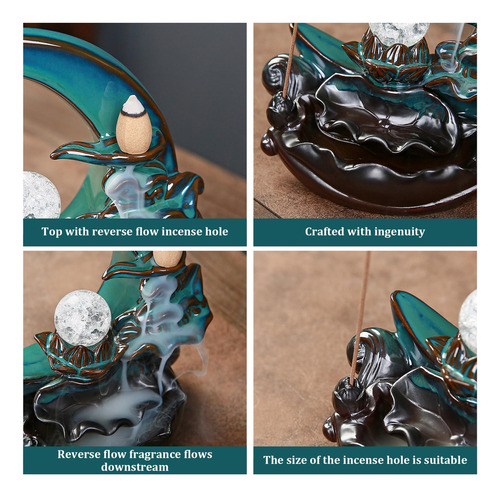 Quemador De Incienso Cascada, Soporte Reutilizable Cerámica