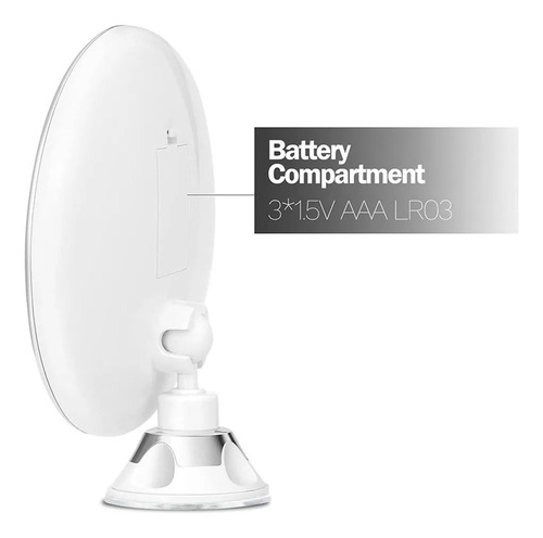 Espelho Led Maquillali Base De Sucção De 360° Com Ampliação