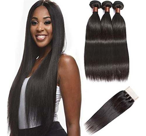 Pelo De Luna Negra (tm) Cabello Lacio Virgen Brasileo Remy