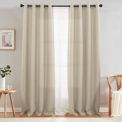 Cortinas Blackout Con Textura Lino Sintetico Para Dormitorio