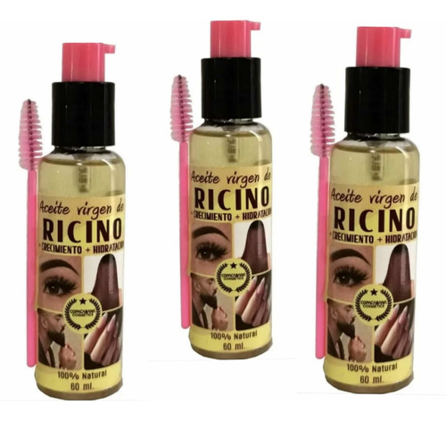 Oferta X 3 Aceite Ricino 100% Natural + Cepillos Aplicador