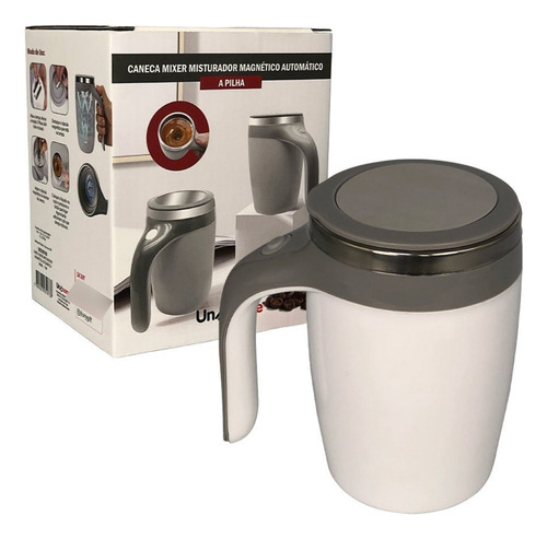 Caneca Mixer Inox Automática Elétrica Misturador Cor Branco Liso