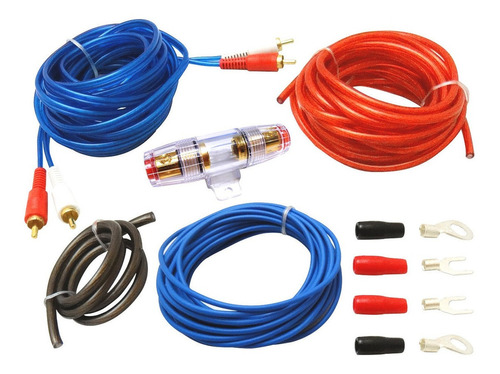 Kit De Cables Para Potencias 800w Rms 10 Gauges Fusible Rca (Reacondicionado)