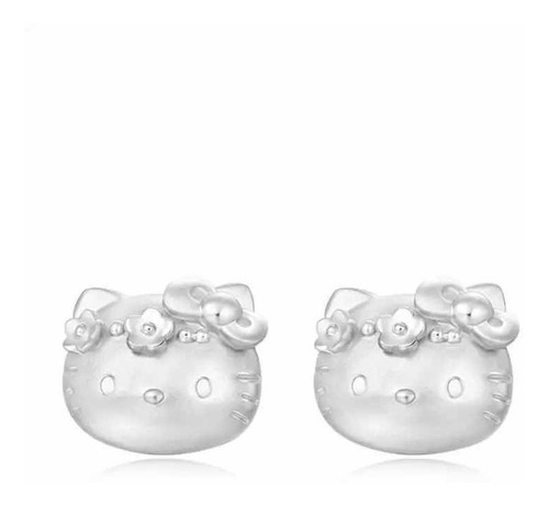 Aros Hello Kitty Bañados En Plata 925