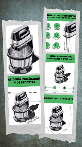 Chefman Batidora Manual Y De Pie De 5 Velocidades Negra