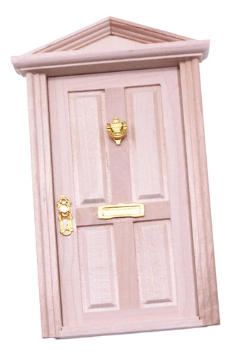 ) Mini Modelo De Puerta De Madera Sin Pintar Con Pomo De