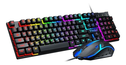 Combo Teclado Y Mouse Gamer Alámbrico Tf200 Pack Kit Rgb