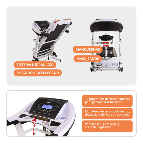Trotadora Eléctrica Bodytrainer Runner 700 Con App Zwift Color Blanco