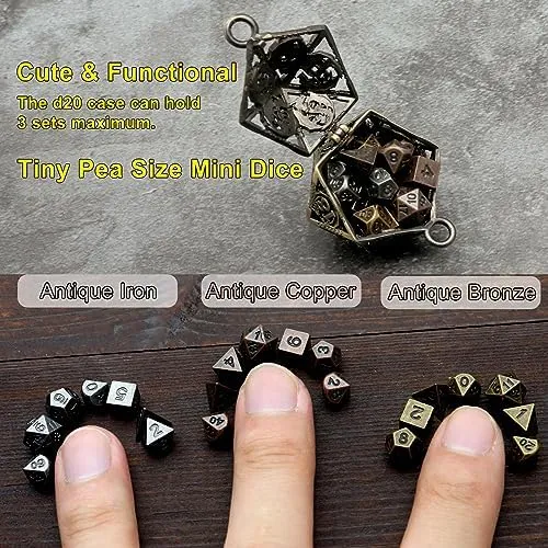 Haxtec Mini Juego De Dados Con Collar D20 Hueco De Cobre De